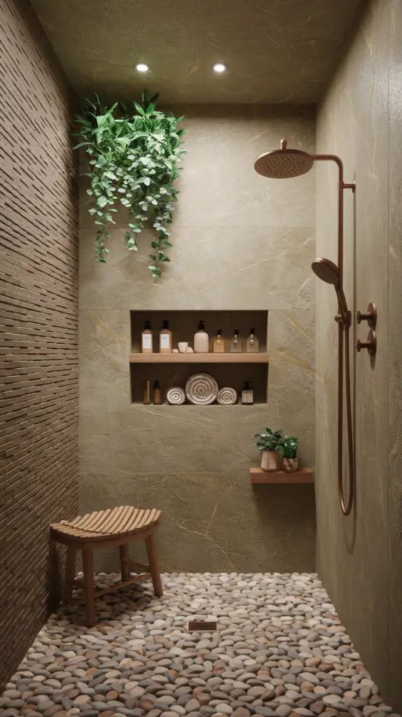 Spa-inspired remodeled bathroom with walk-in shower